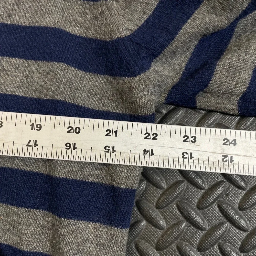 Vintage Joules Clothing‎ Gray Blue Wool Striped Pullover V-Neck Sweater Men L